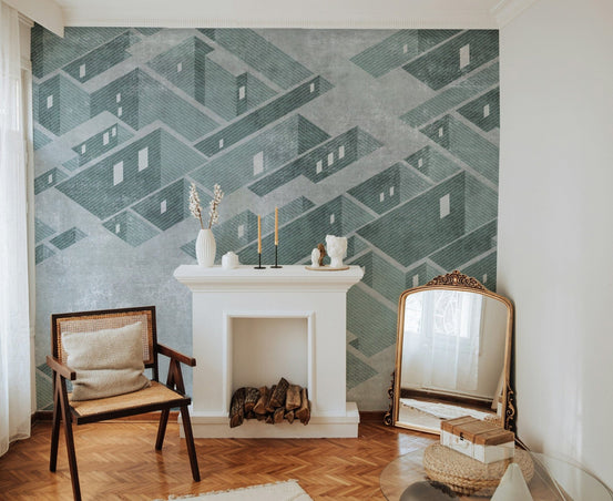 Abstract grid maze geometric wallpaper B661
