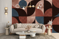 Muted tones geometric wall mural pattern, C117
