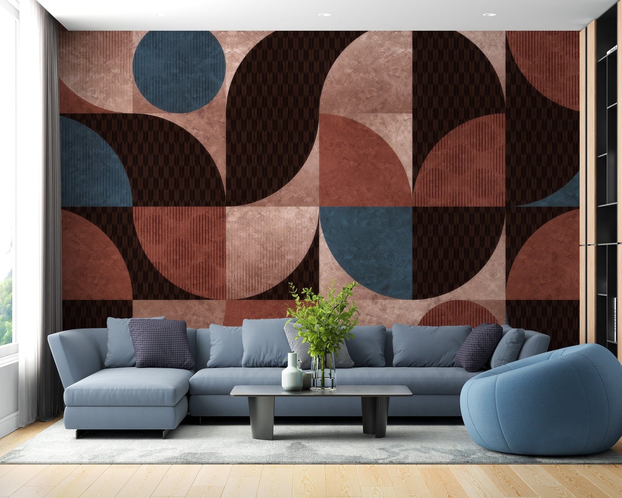 Geometric retro abstract wallpaper design, C117