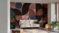 Bold geometric shapes in a modern mural, C117