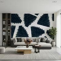 Detail of the expressive indigo wallpaper mural texture in ambient light., GD6335