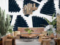 Abstract Indigo Wall Mural pattern enhancing a coastal-themed living area., GD6335