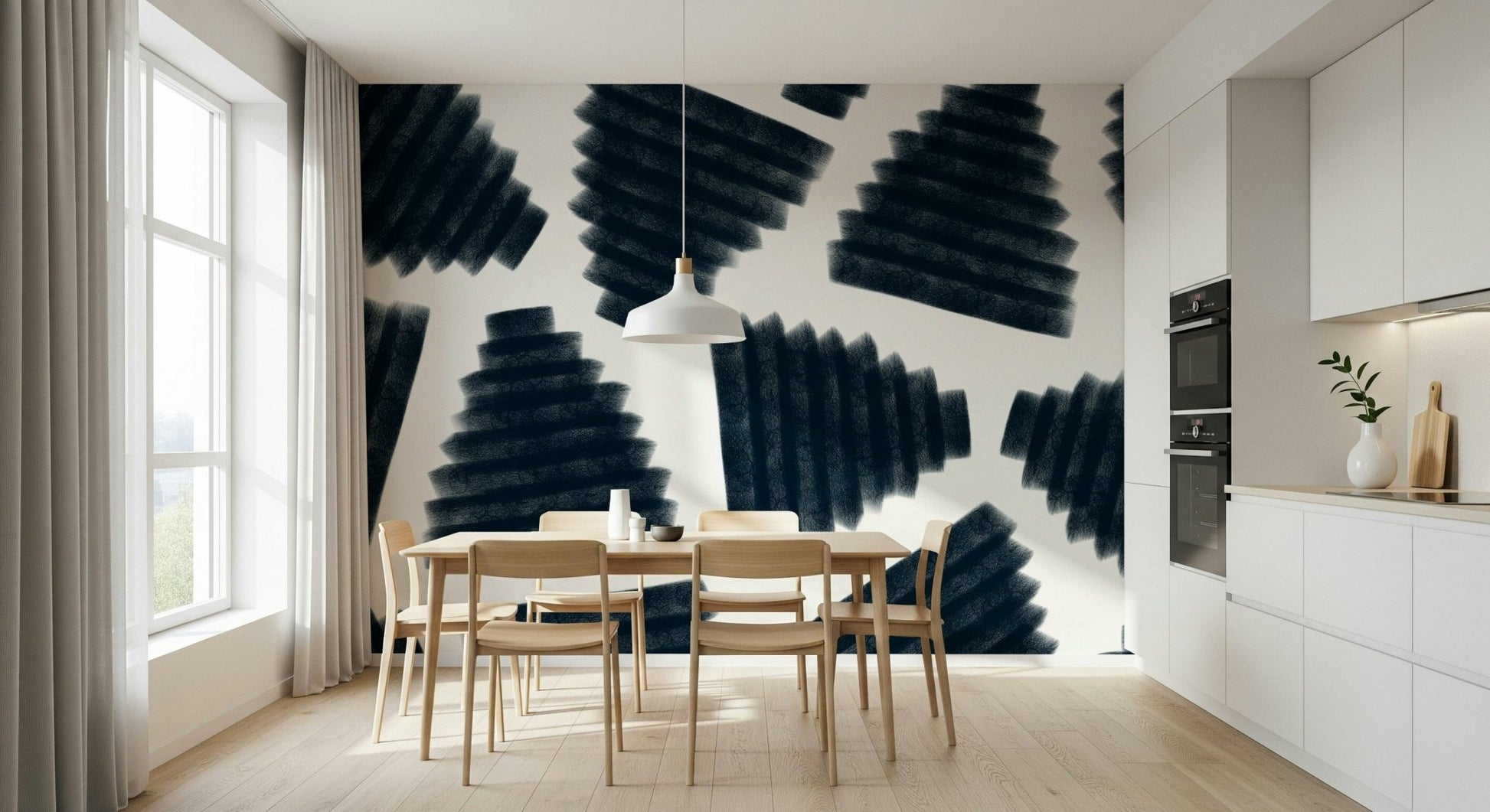 Unique watercolor pattern Abstract Indigo Wall Mural for a serene dining room., GD6335