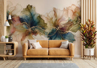Full view of abstract floral wall mural, GD2633