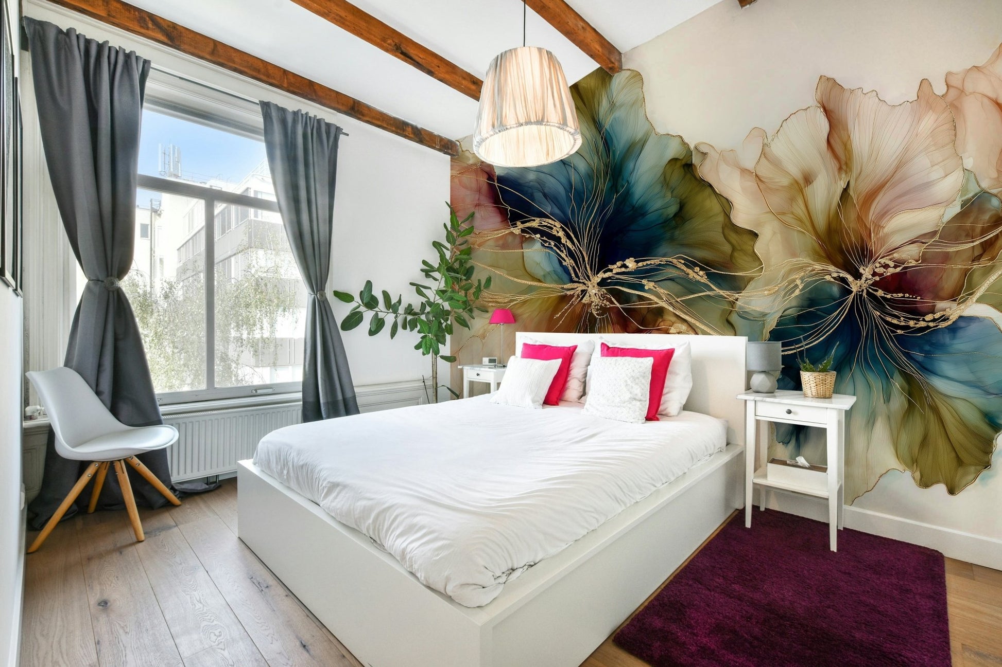 Light and airy flower mural for walls, GD2633
