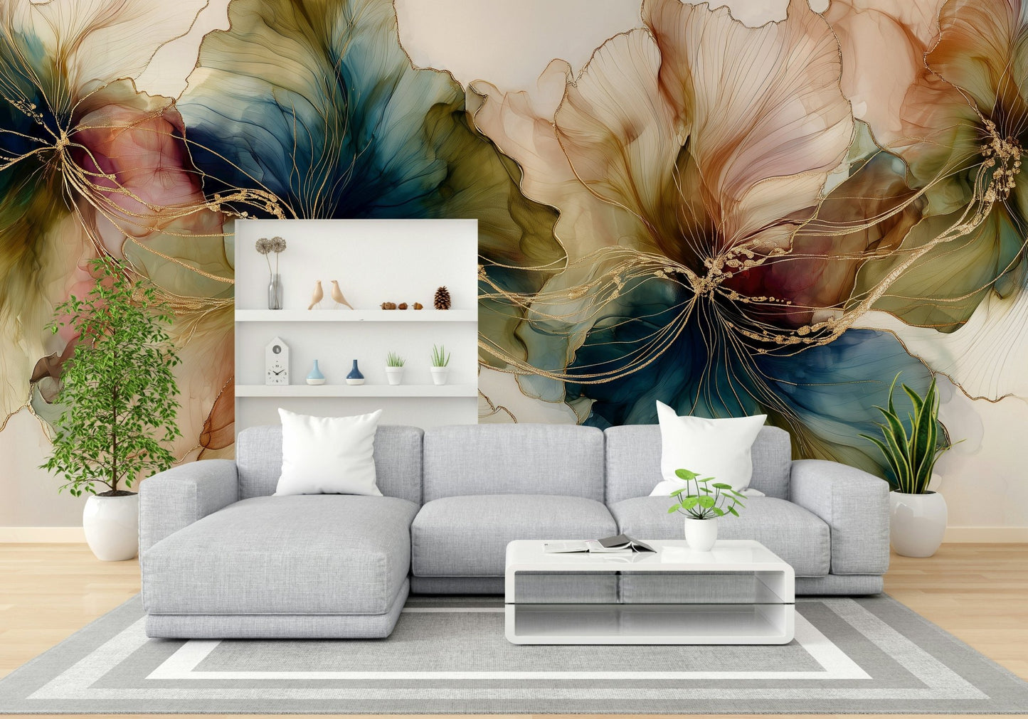 Abstract Ink Flowers Dance Wall Mural, GD2633
