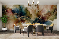 Abstract mural wallpaper with floral lines, GD2633