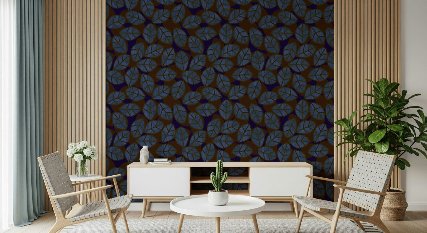 A peaceful modern abstract mural on decorative wallpaper.