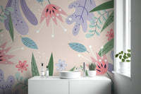 Abstract Leaves Flowers Wallpaper Murals - Giffywalls