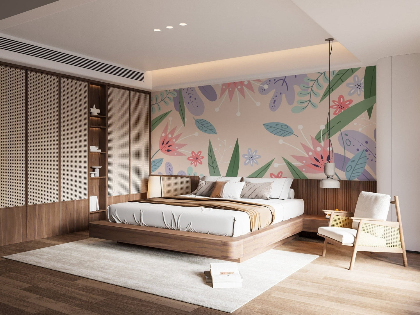 Artistic Abstract Leaves Flowers Wallpaper Mural
