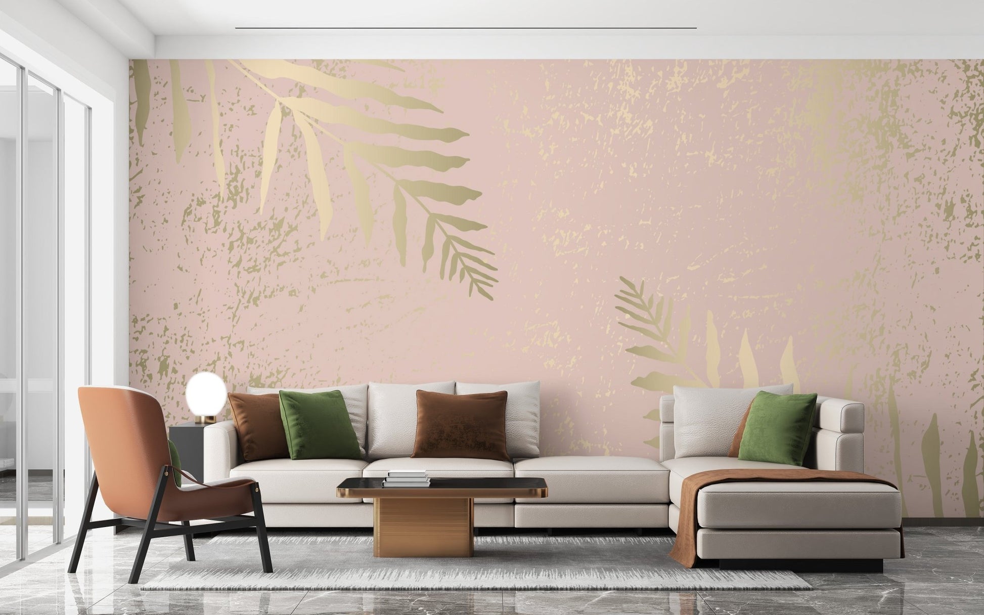 Artistic floral wallpaper mural for a soft ambiance.
