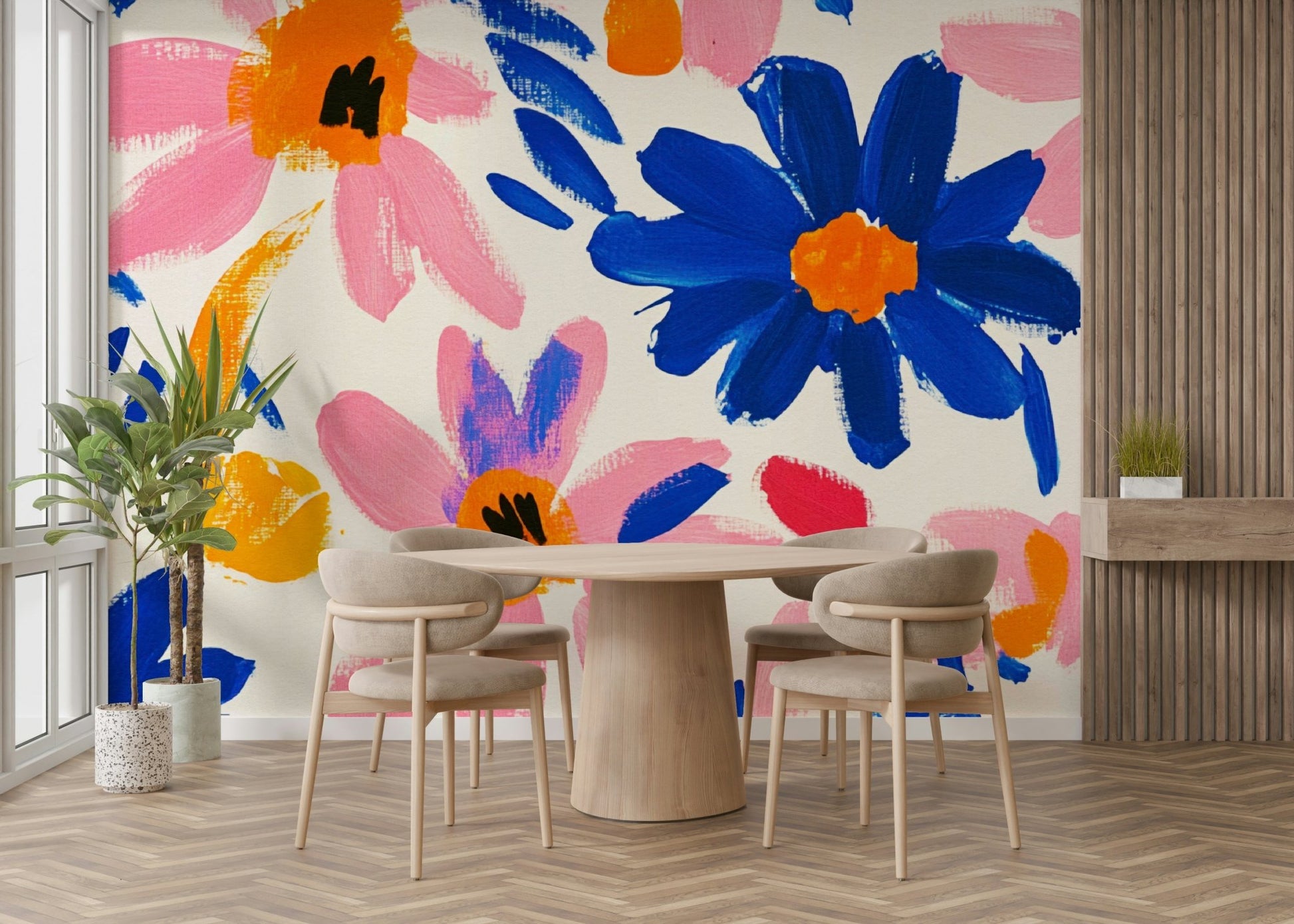 Abstract Matisse Flower Garden in Fauvist Modern Style Wall Mural