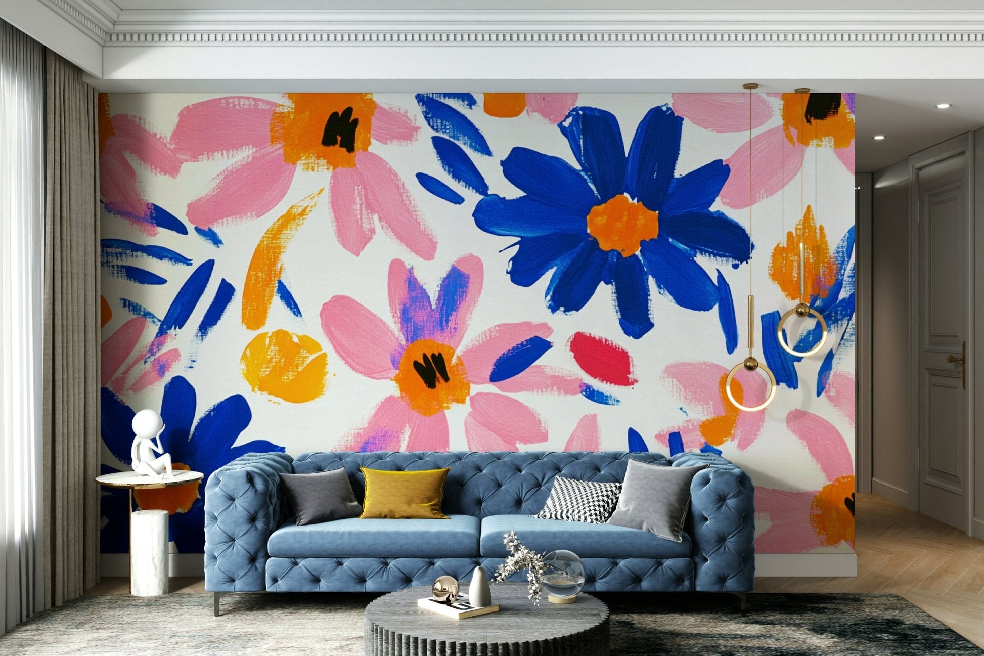 Abstract Matisse Flower Garden in Fauvist Modern Style Wall Mural