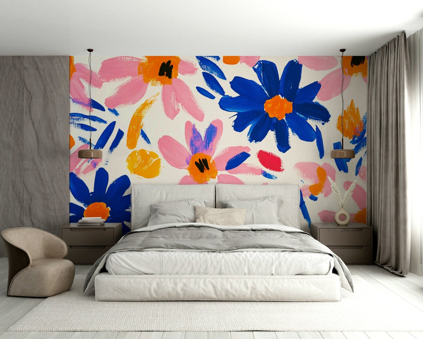Close-up of bold shapes and hues in Matisse garden mural, GD2147