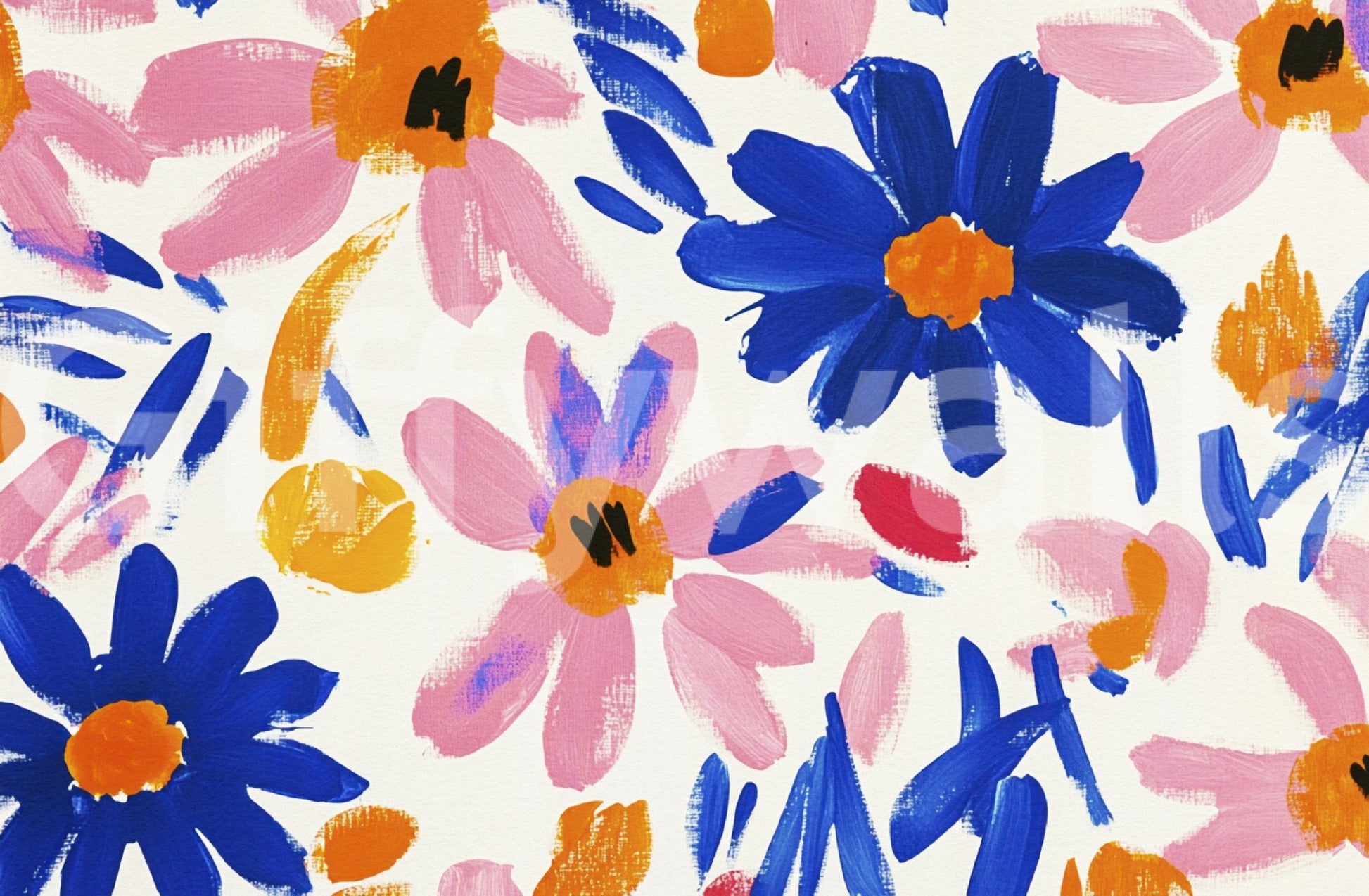 Abstract Matisse Flower Garden in Fauvist Modern Style Wall Mural