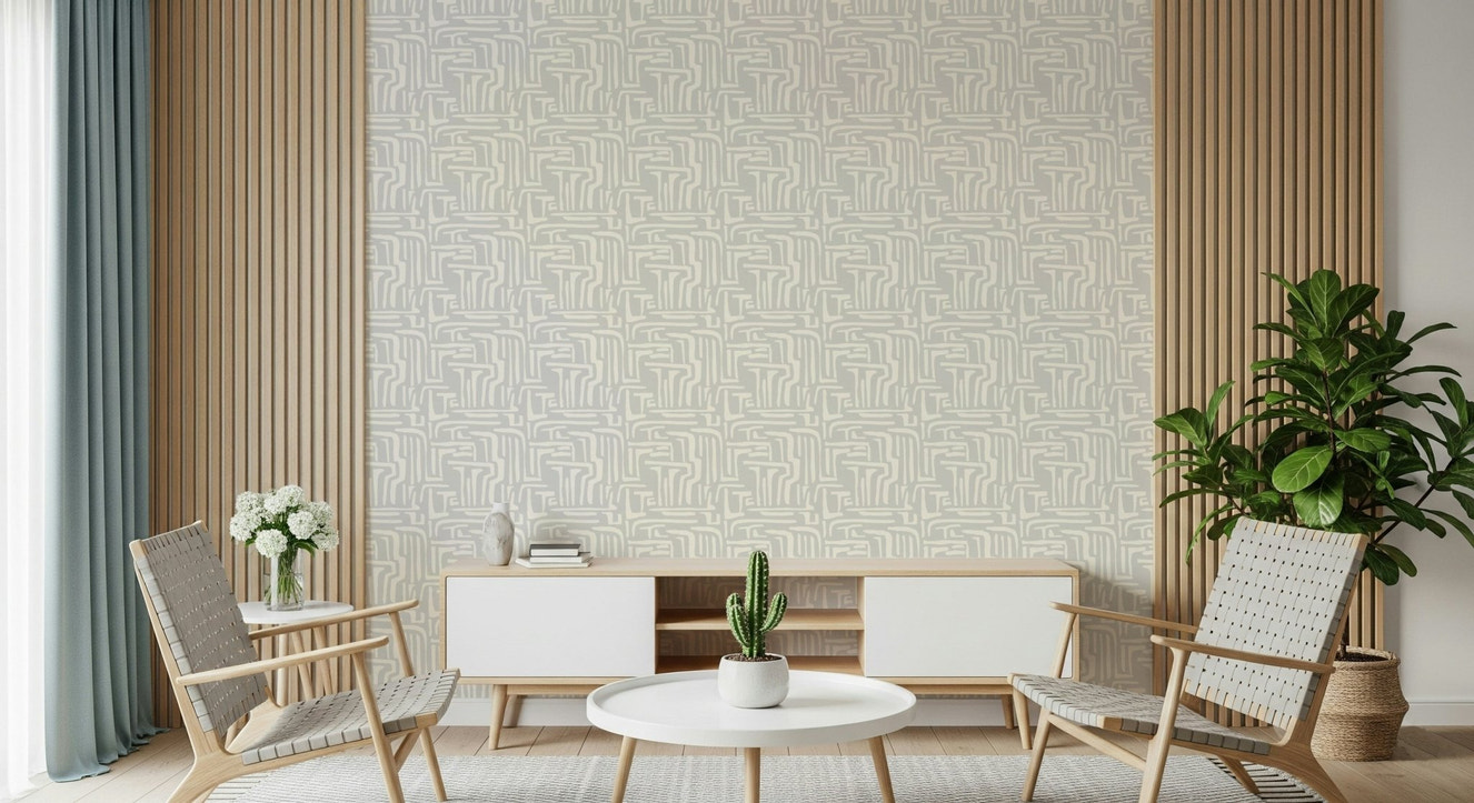 Subtle grey Abstract Maze Wallpaper Wallpaper texture print.