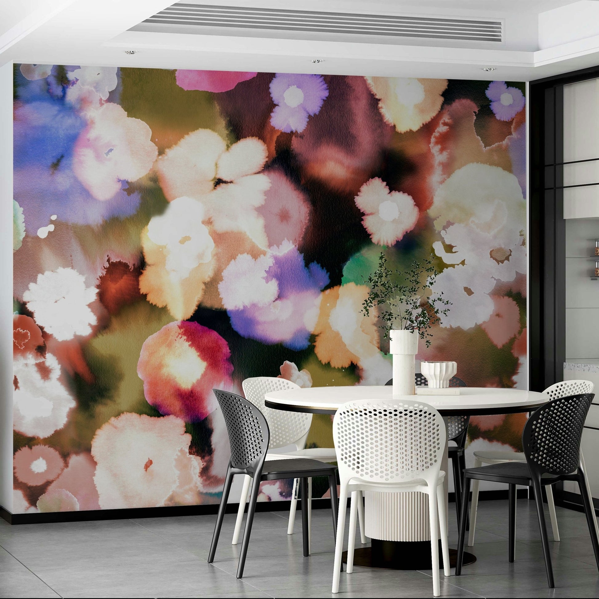 Watercolor flower wall mural

