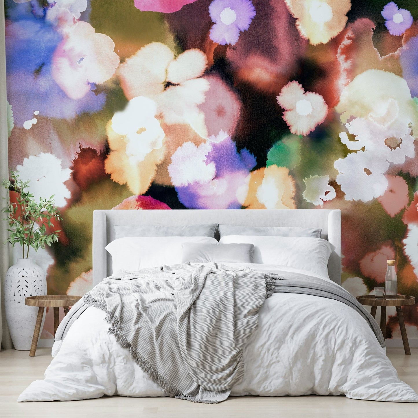 Colorful modern floral mural

