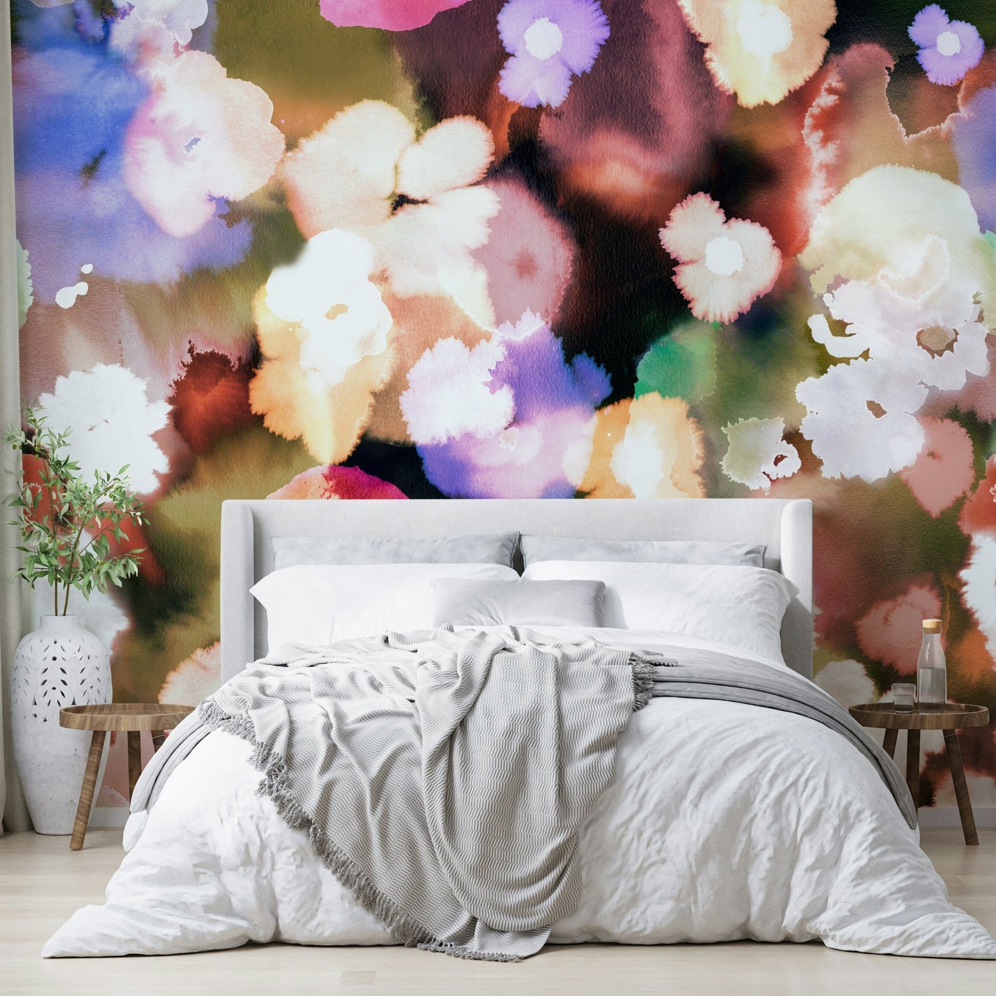 Colorful modern floral mural

