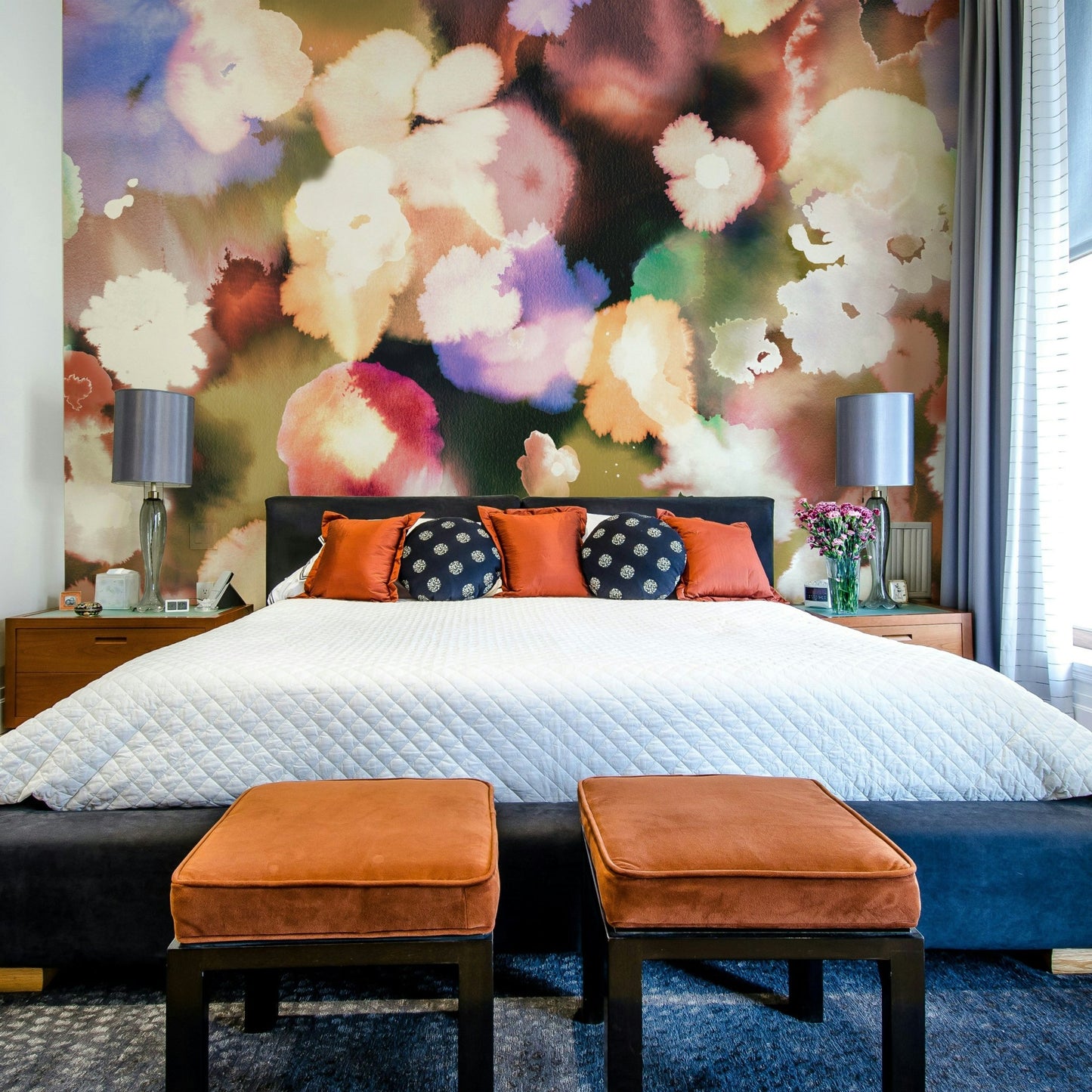 Soft flower shapes wall design

