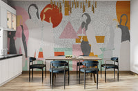 Stylish abstract human figure mural
