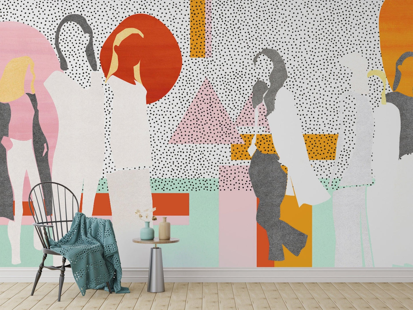 Neutral-toned modern silhouette wallpaper
