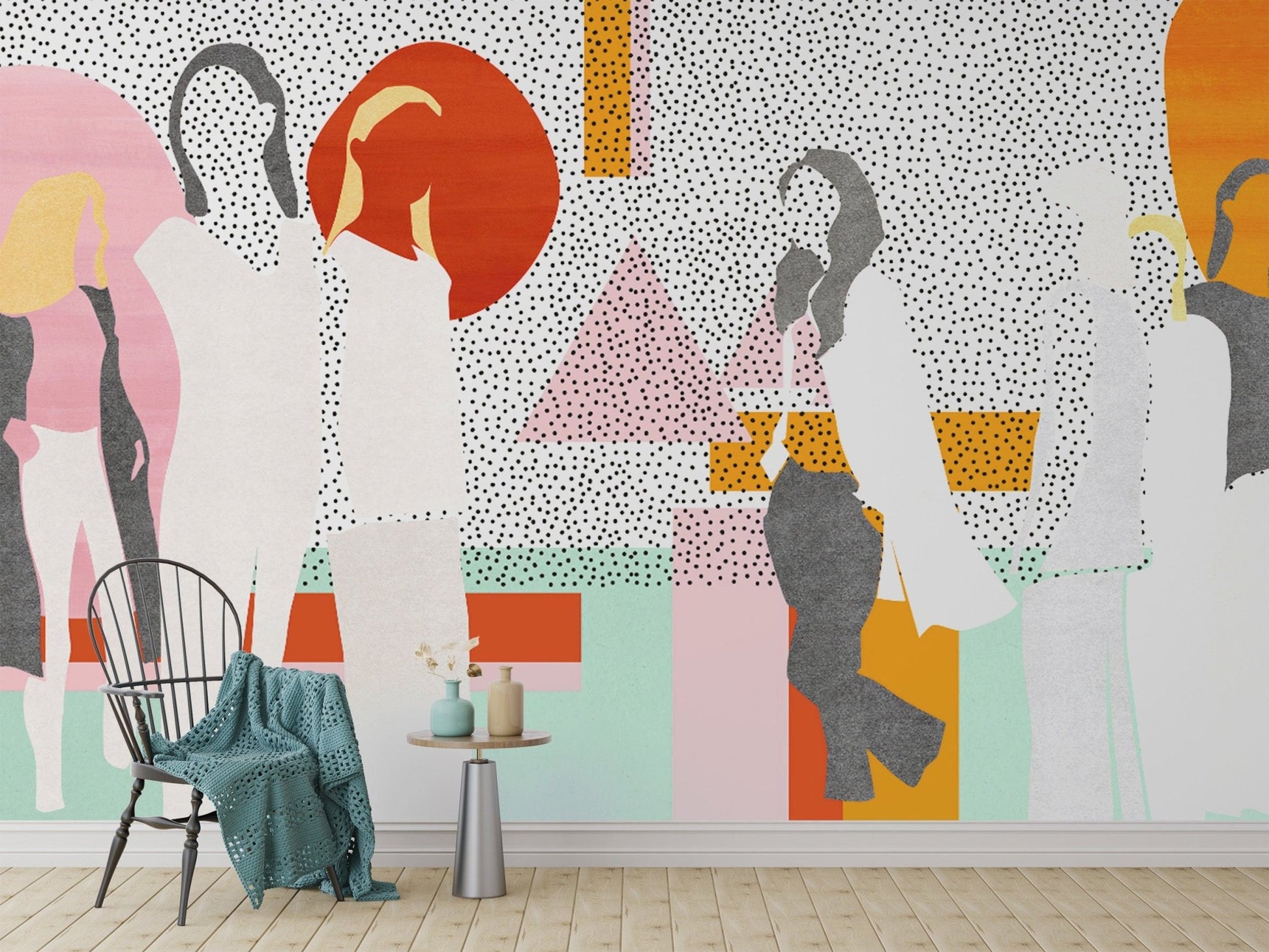 Neutral-toned modern silhouette wallpaper
