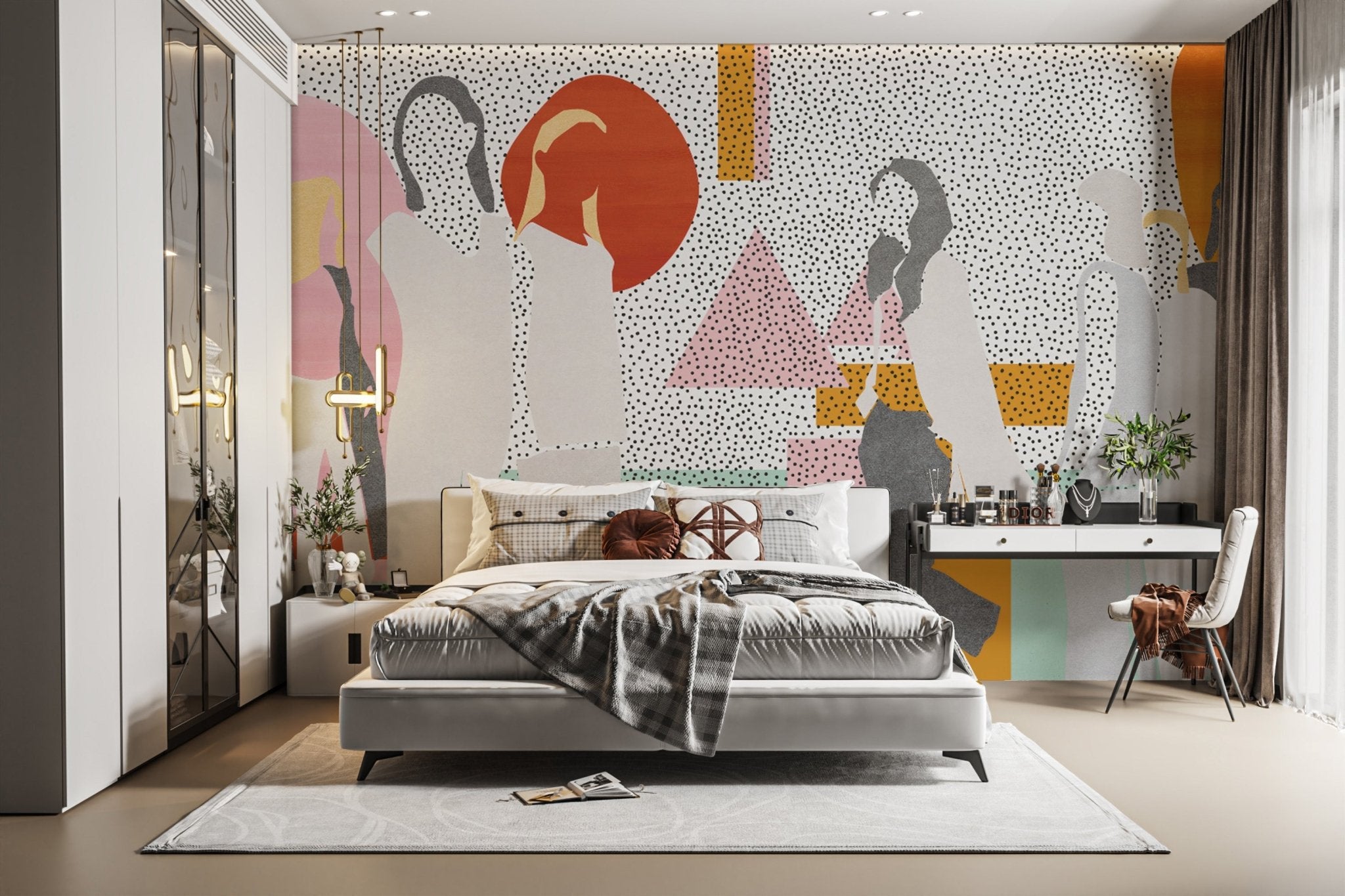Abstract modern silhouette wall mural
