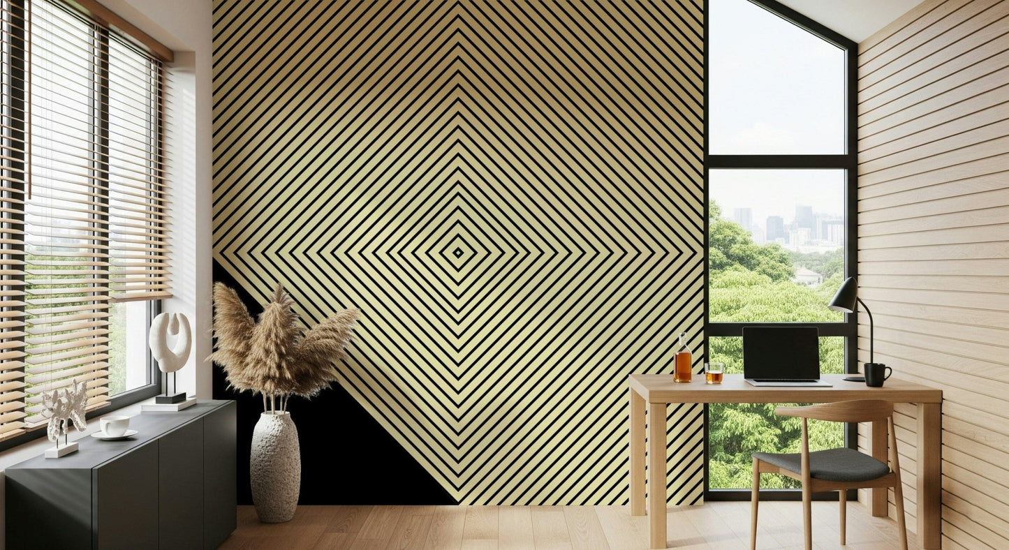 Eye-catching Abstract Monochrome Peak mural suitable for a creative modern space., GD6692