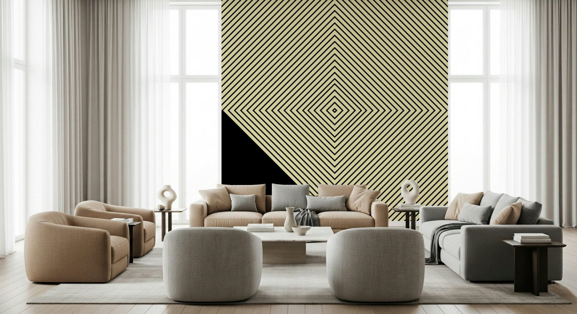 Contemporary accent Abstract Monochrome Peak wallpaper for a dramatic interior look., GD6692