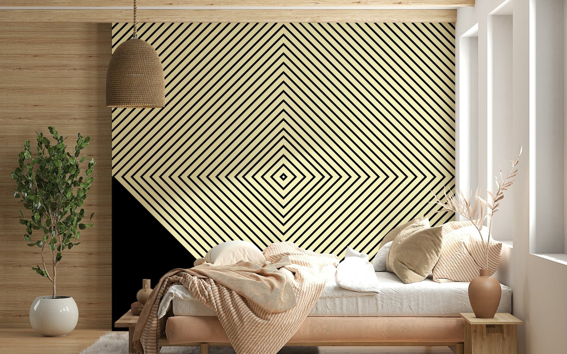 Hypnotic Abstract Monochrome Peak wallpaper for walls using a focused pattern., GD6692