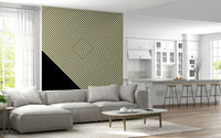 Abstract Monochrome Peak op art mural with concentric diagonal lines., GD6692