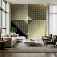 Abstract Monochrome Peak wall art featuring precise fine lines on a slanted background., GD6692