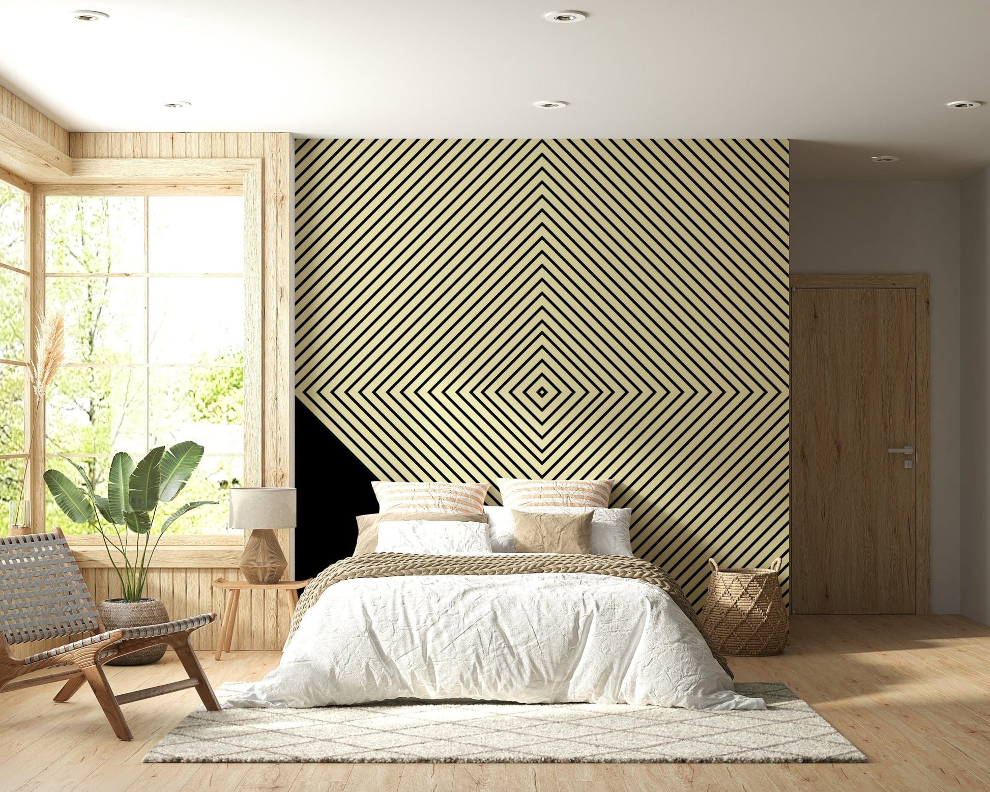 Graphic designer Abstract Monochrome Peak wallpaper with high-contrast line work., GD6692