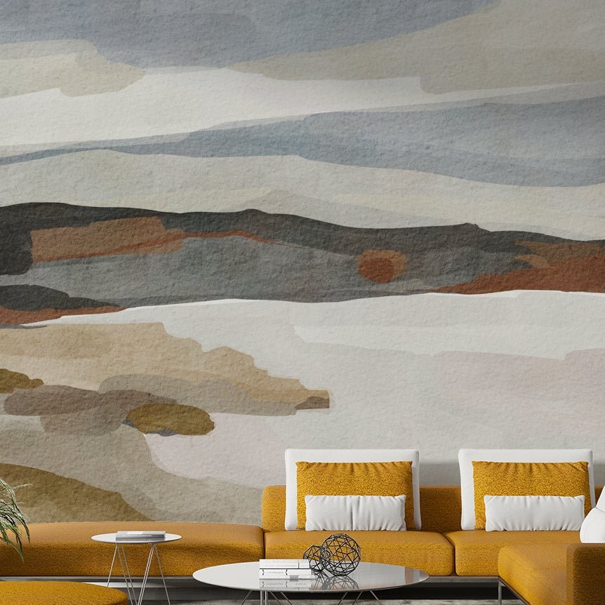 Close-up of abstract mountain mural texture

