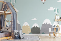 Fun mountain mural sparking kids wallpaper A890
