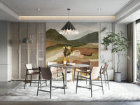 Close-up of abstract mountainscape mural texture

