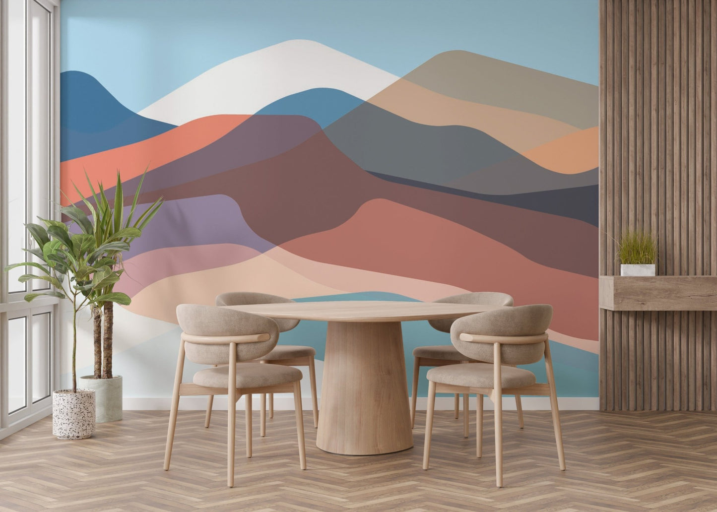 Watercolor Wavy Mountains Wallpaper Murals - Giffywalls
