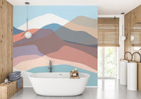 Watercolor Wavy Mountains Wallpaper Murals - Giffywalls