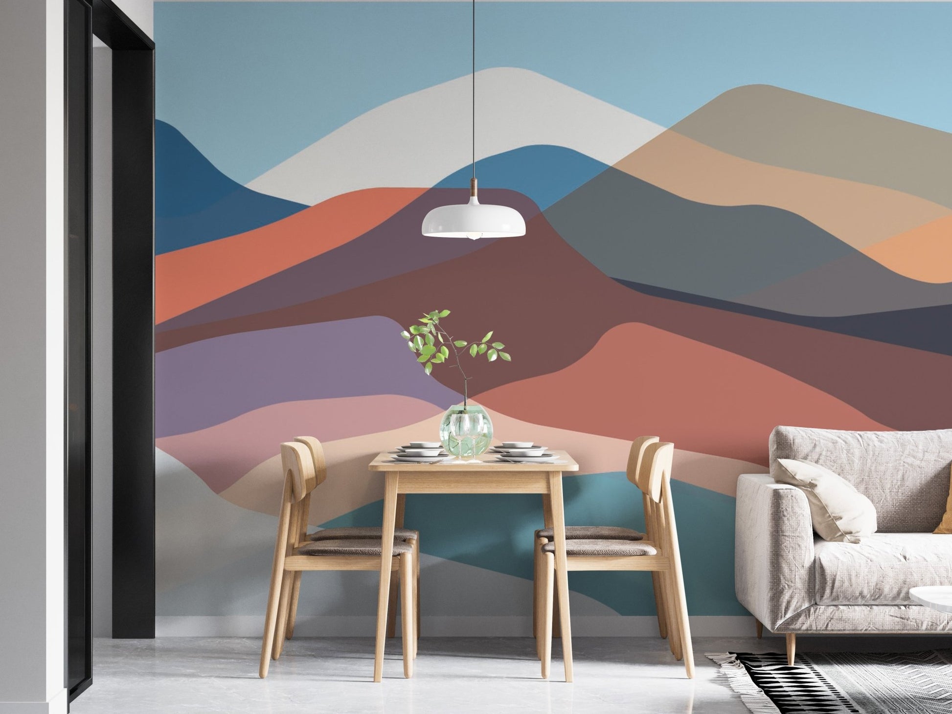 Smoky mountain mural in soft hues