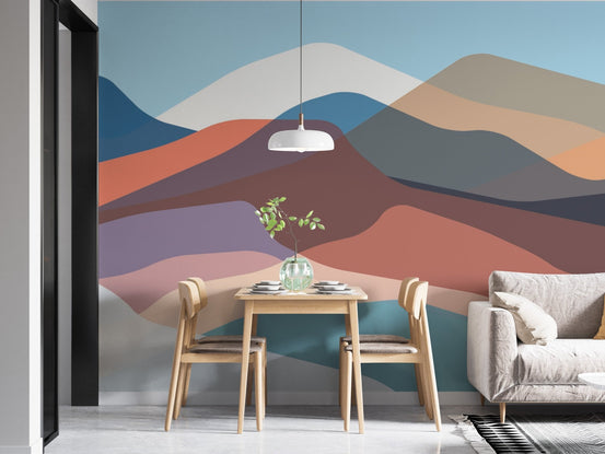 Smoky mountain mural in soft hues A974