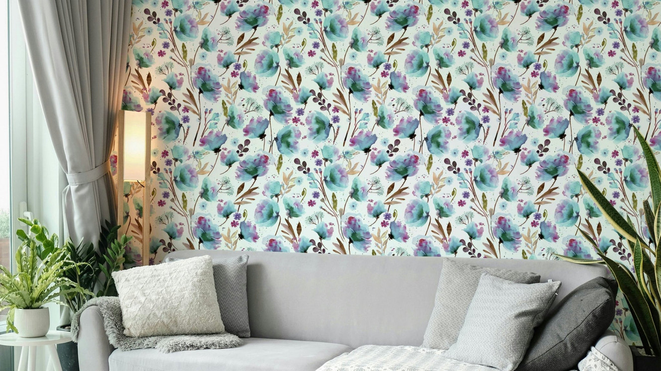 Soft nature floral wall design

