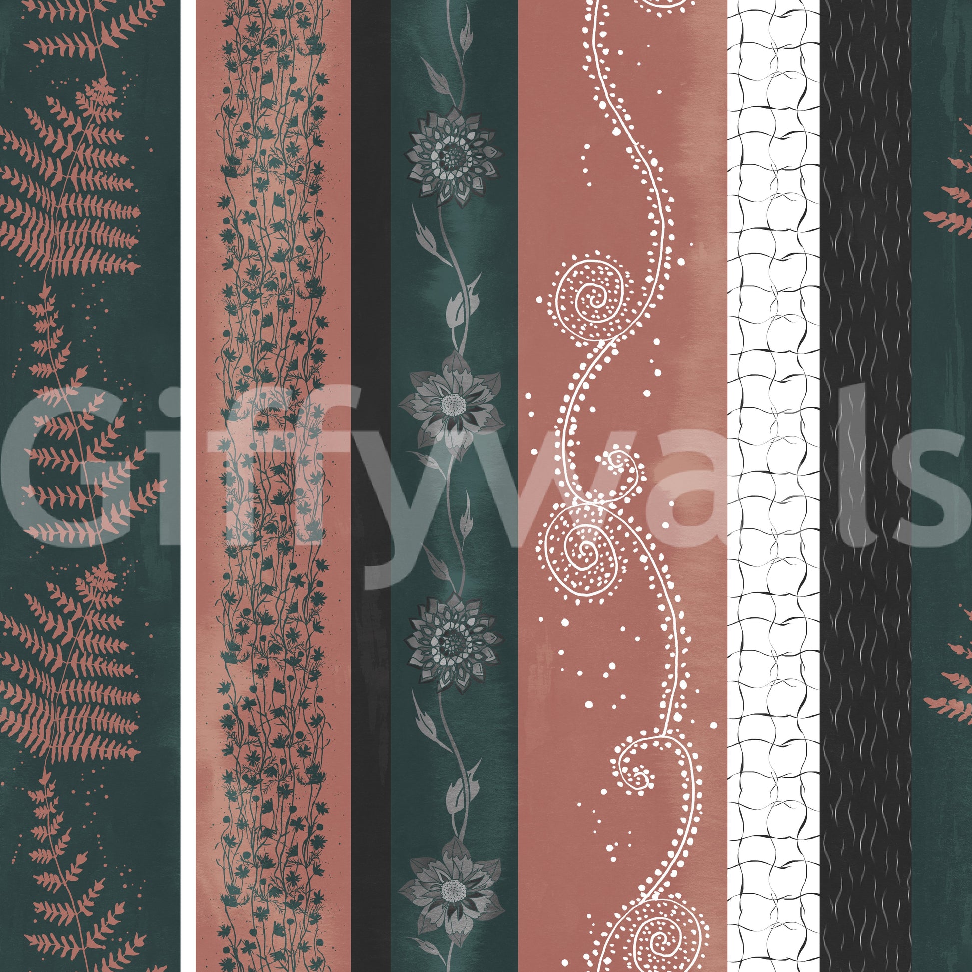 Unique striped wallpaper with a creative twist.

