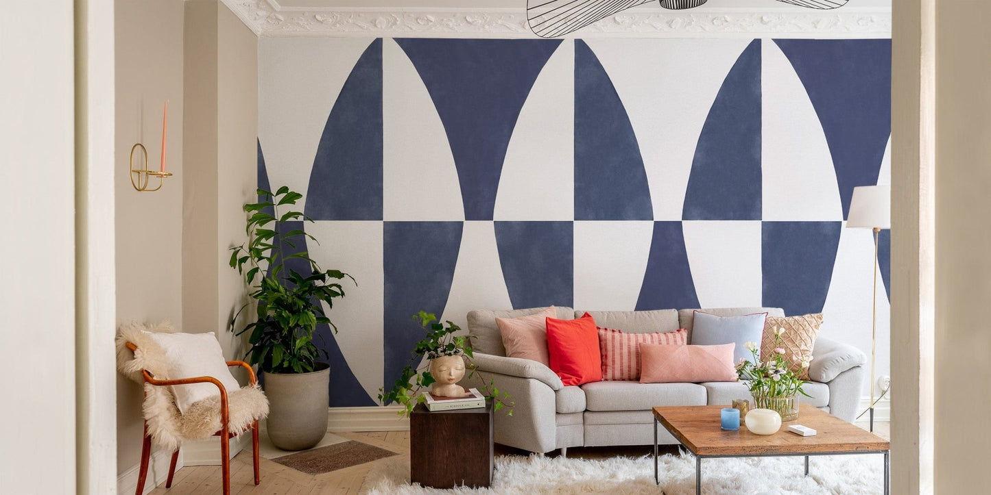 Artistic Navy Geometric Print Wallpaper

