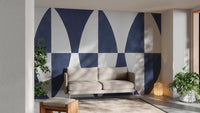 Bold Geometric Navy Wallpaper for Interiors
