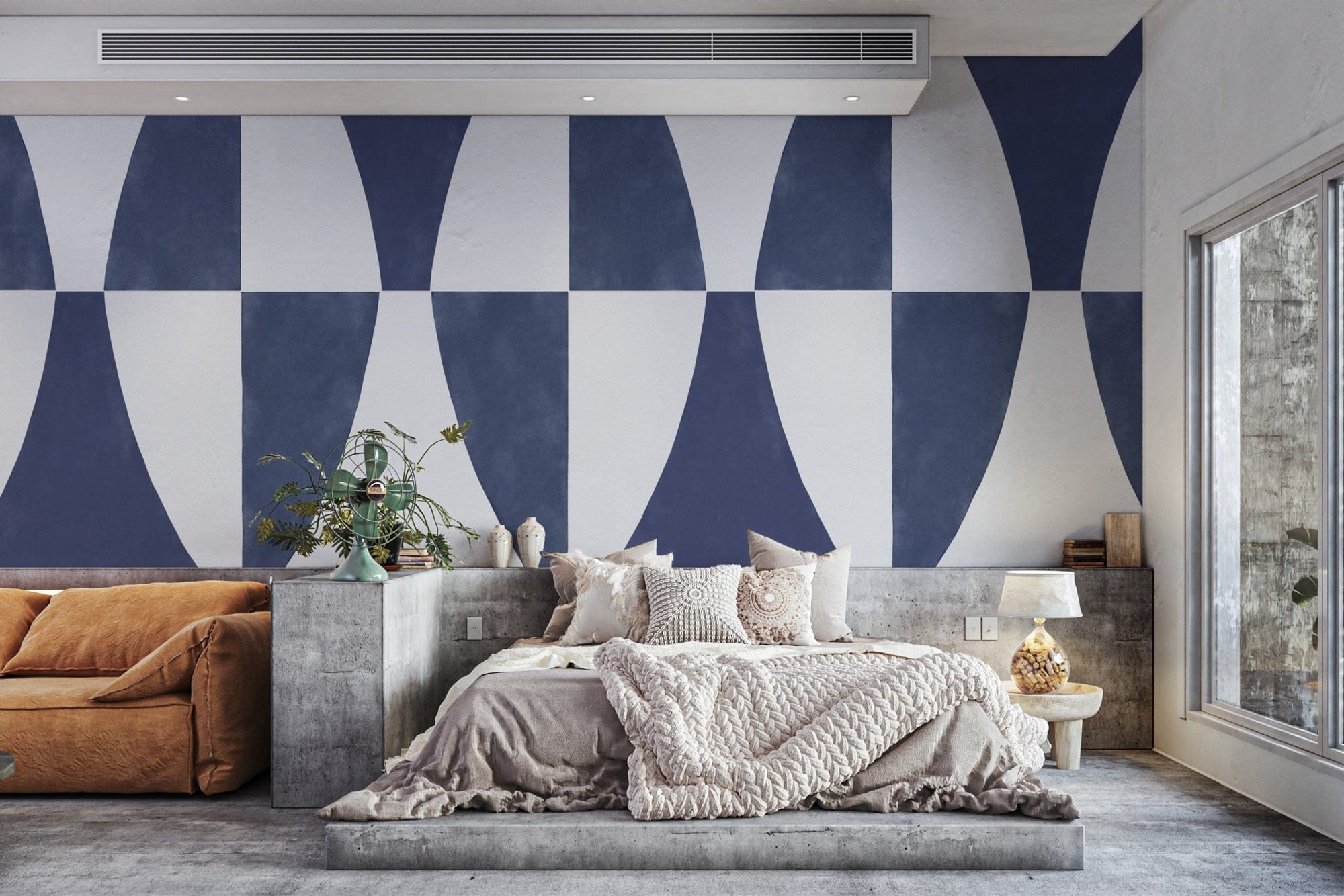Abstract Navy Wall Design Geometric Wallpaper B712
