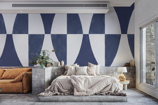 Abstract Navy Wall Design Geometric Wallpaper B712
