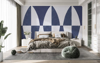 Modern Navy Blue Geometric Pattern Wallpaper
