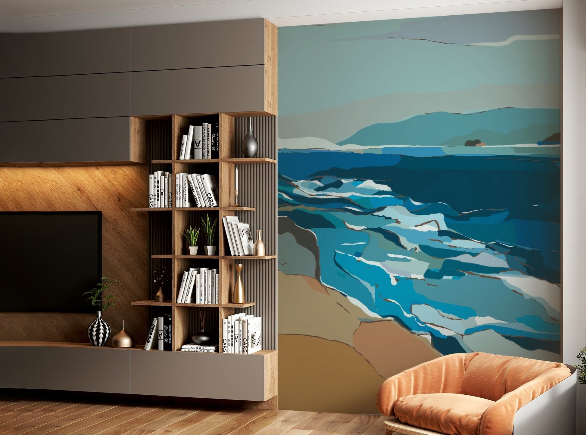 Artistic ocean wave design wallpaper

