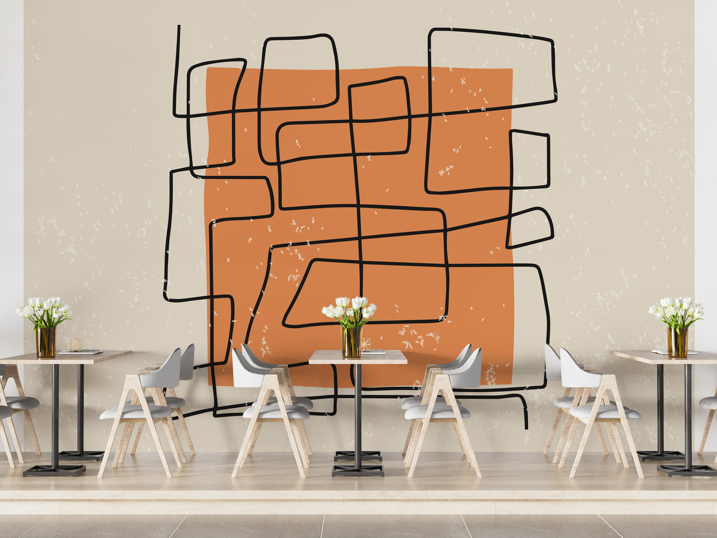 Abstract One Line Wallpaper Mural - Giffywalls